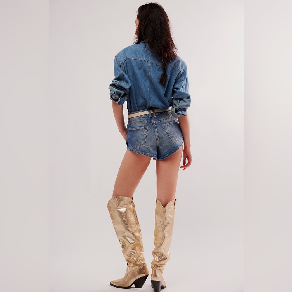 Free People  Women's Blue We The Free Prince Street  Micro Denim Shorts - Picture 4 of 16